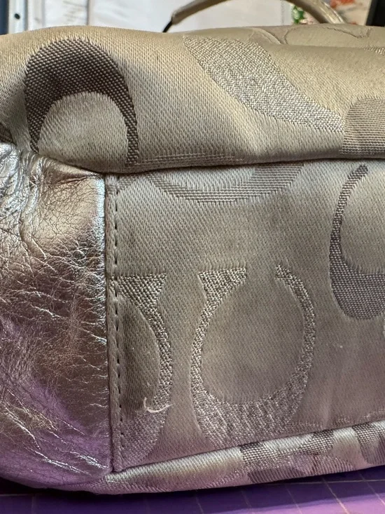 Coach Gallery Optic Silver Signature Jacquard Tote Project Bag - Picture 7 of 11